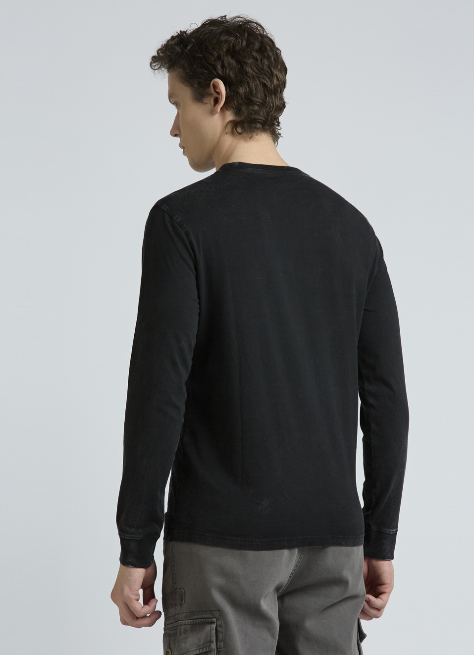 Black Solid Full Sleeves T-shirt, , large image number 2