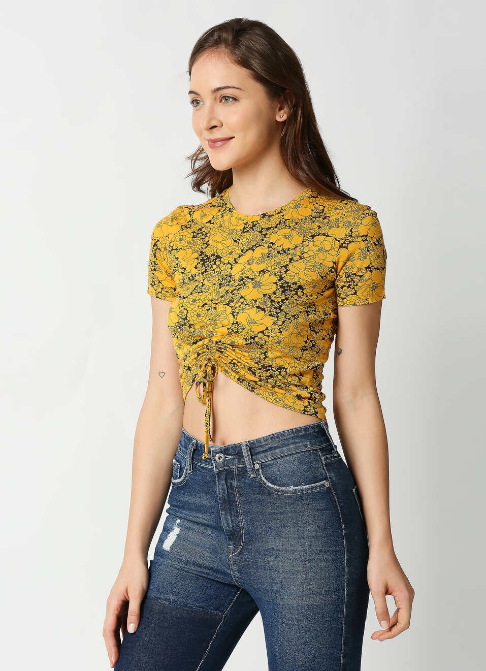 Glory Gathered Detail Crop T-shirt, , large image number 3