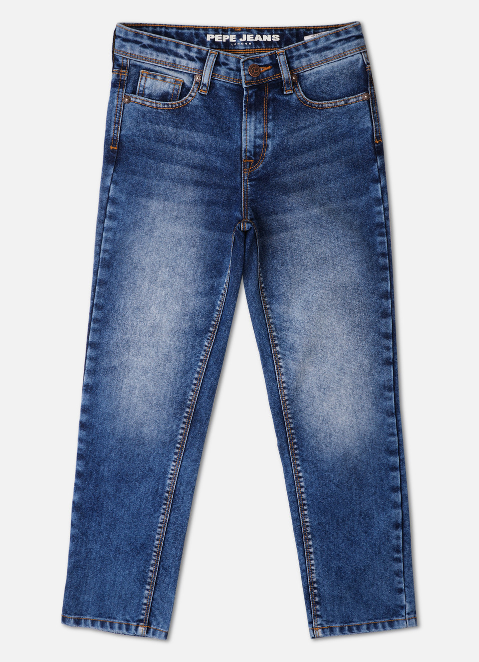 Boys Dark Blue Mid Rise Wide Leg Jeans, , large image number 0