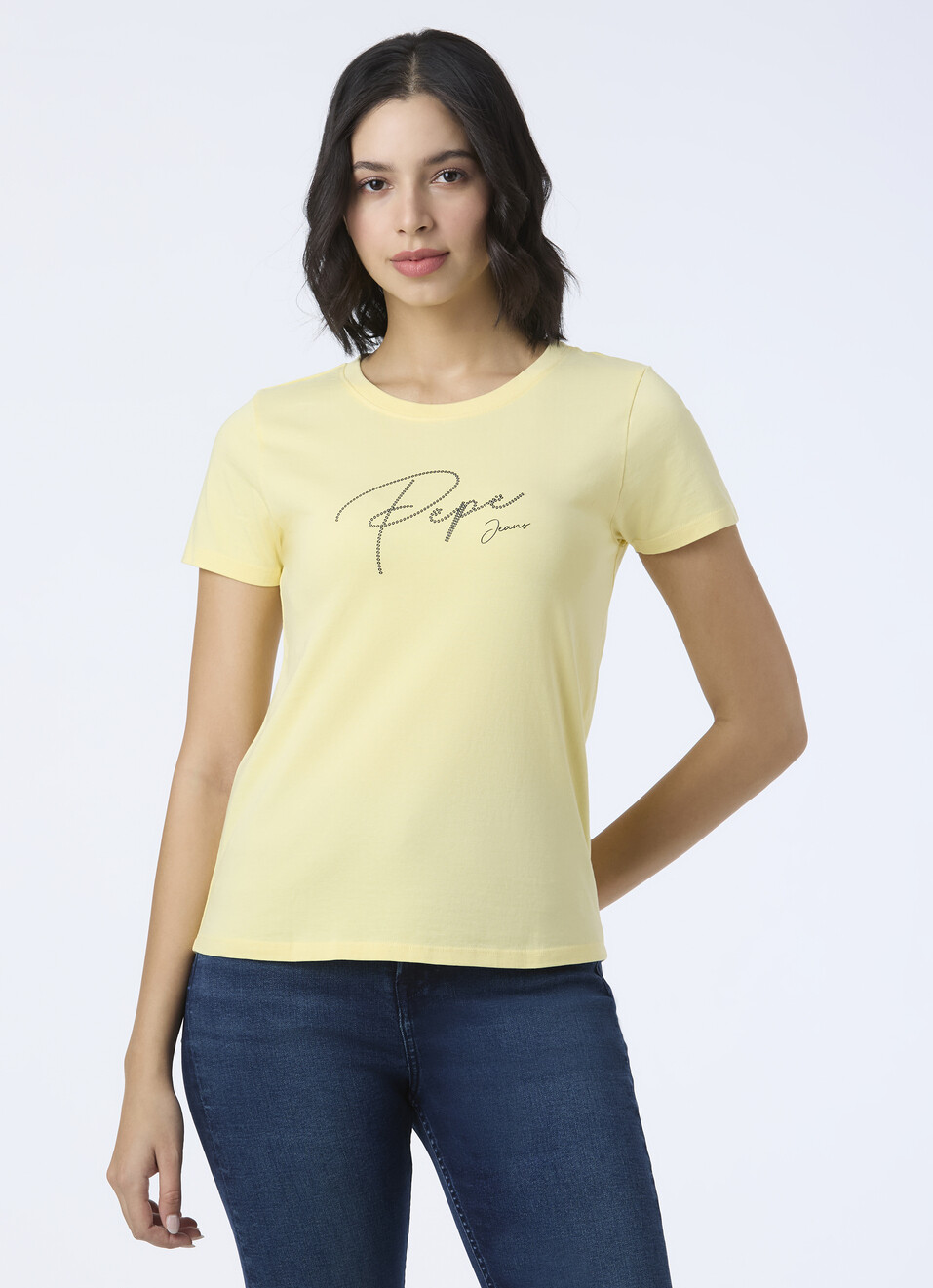Women Yellow Round Neck Short Sleeve T-shirt, , large image number 1