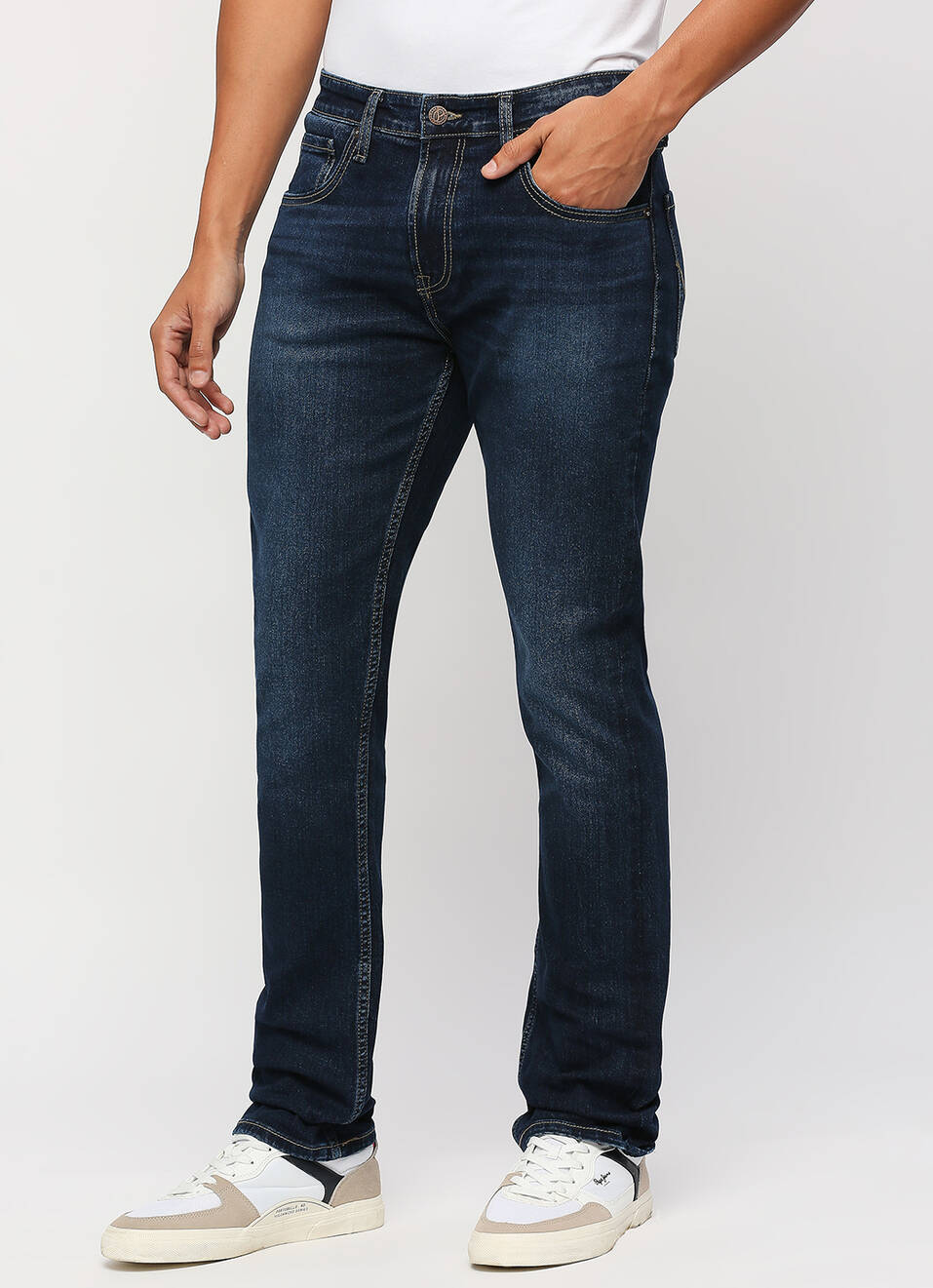 Vendie Blue Mid Rise Straight Leg Jeans, , large image number 5