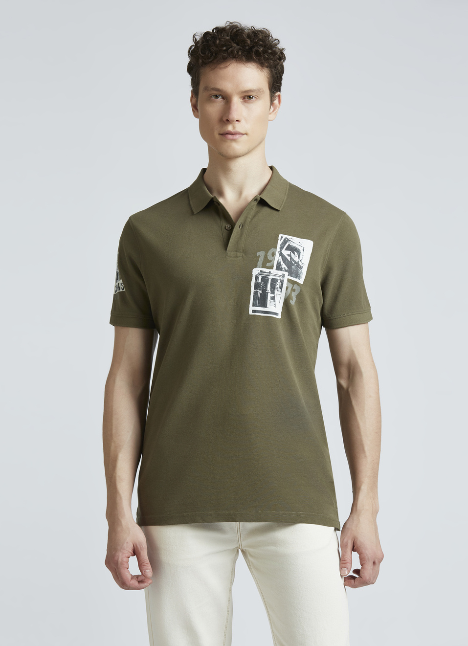 Green Photographic Print Short Sleeve Polo, , large image number 1