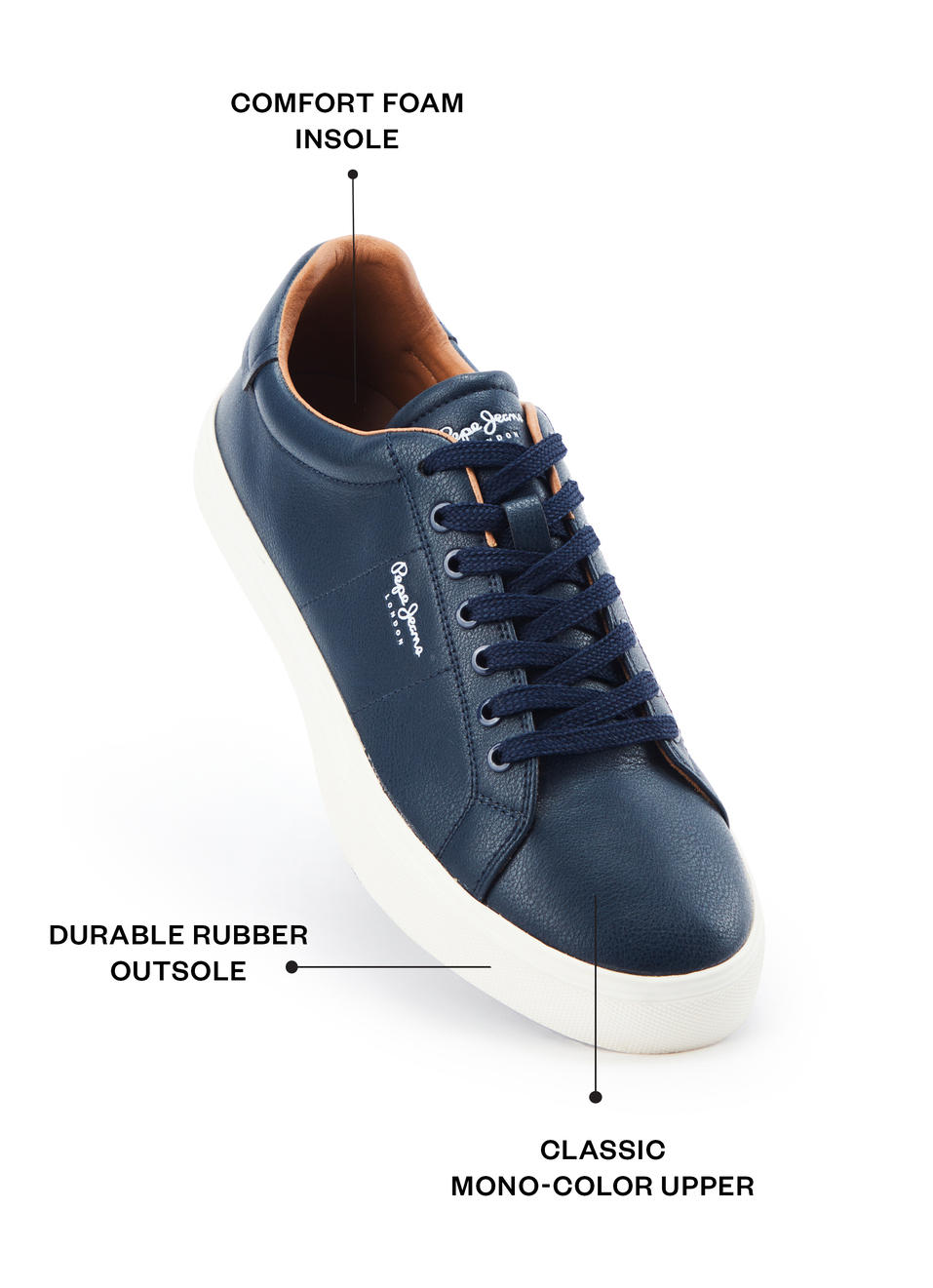 Navy Low-cut Anti-skid Cupsole Sneakers, , large image number 1