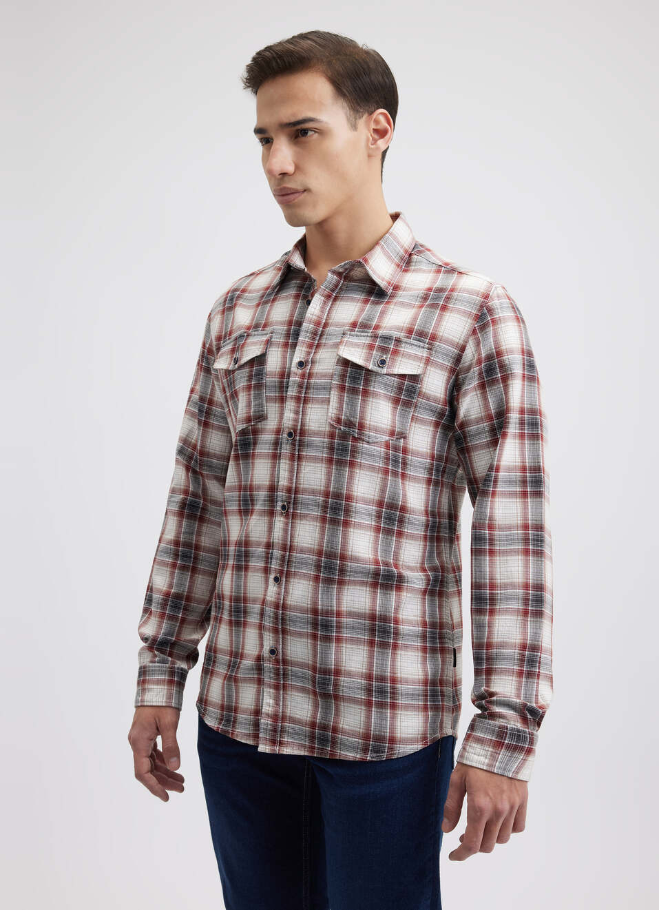 Men Red Check Full Sleeve Shirt, , large image number 3