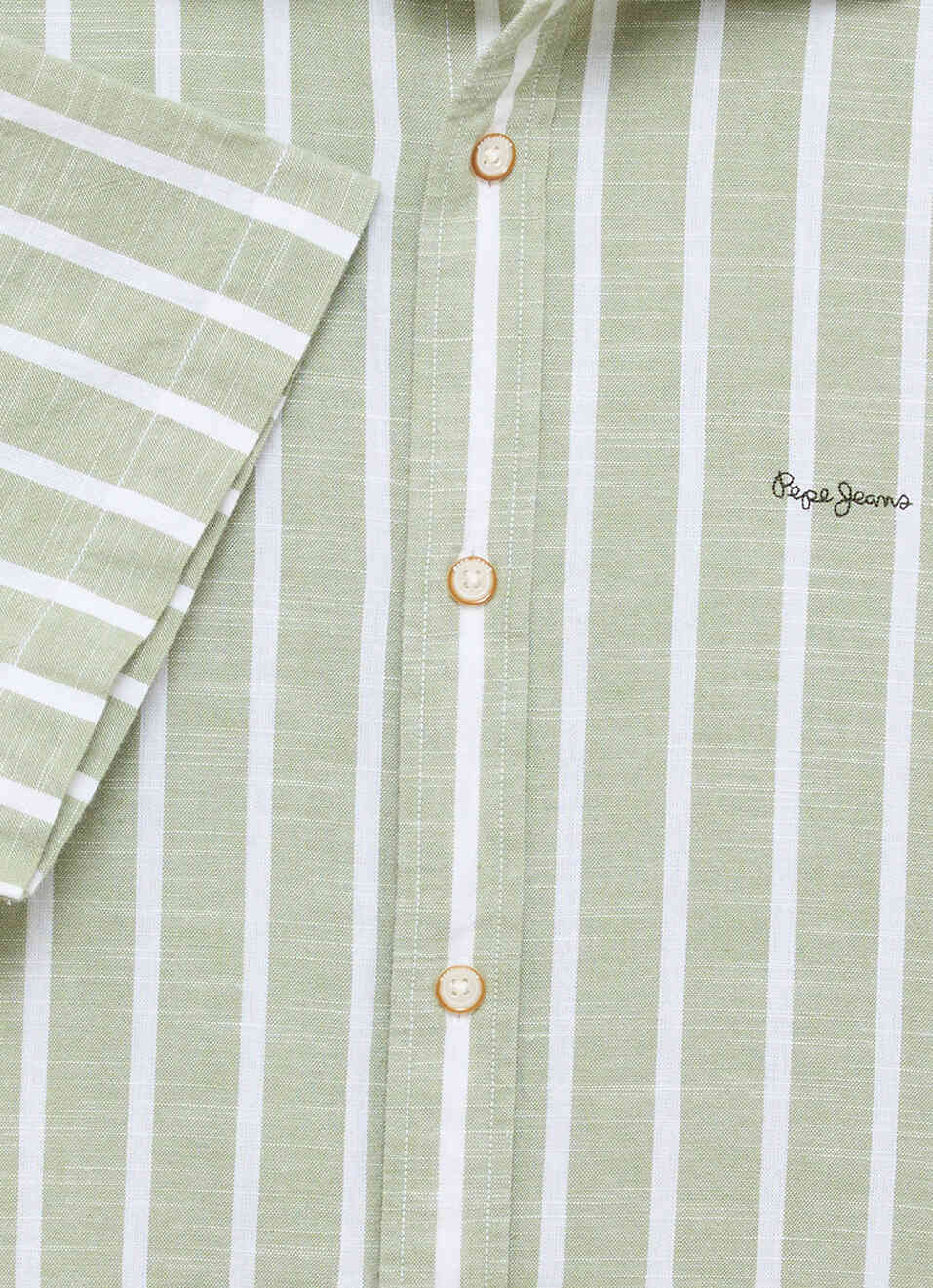 Men Green Striped Cotton Slub Short Sleeve Shirt, , large image number 7