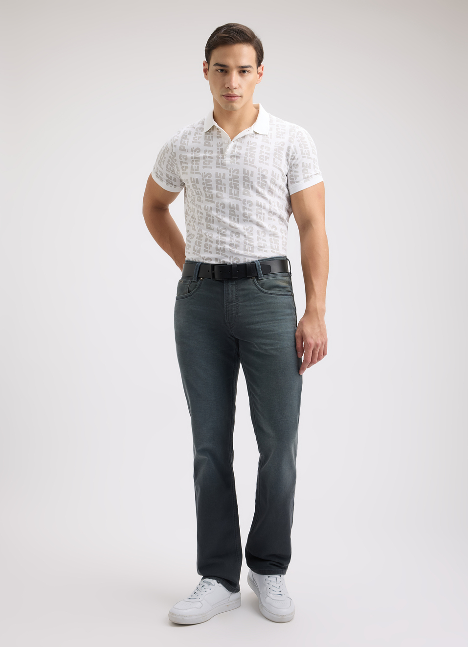 Men White Typographic Print Short Sleeve Polo, , large image number 5