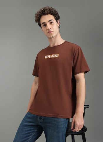 Men Brown Graphic Relaxed Fit T-shirt