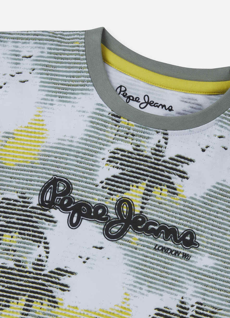 Boys Olive All Over Tropical Print Short Sleeve T-shirt, , large image number 2