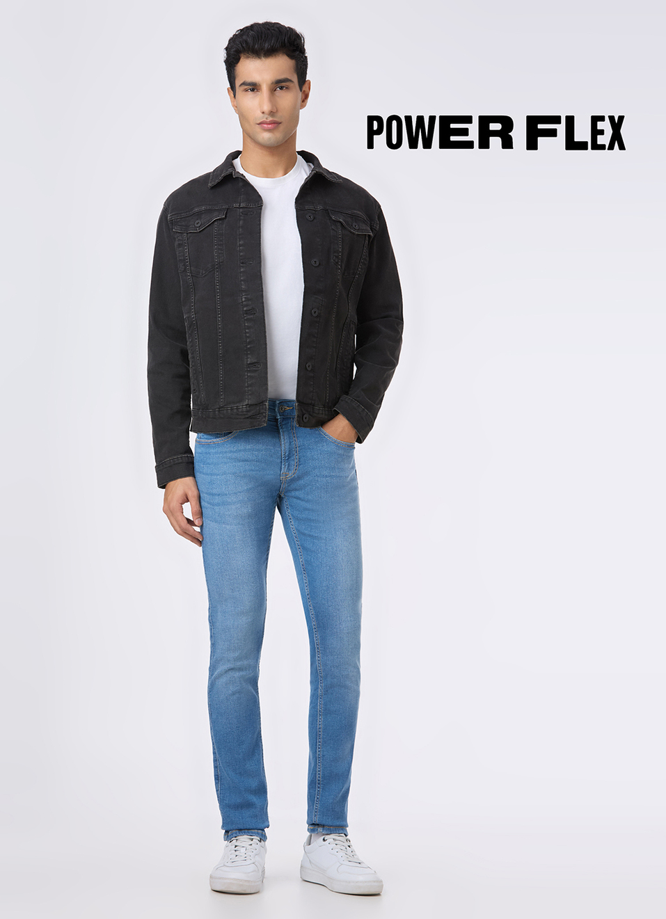 Men Blue Mid Rise Slim Fit Powerflex Jeans, , large image number 1