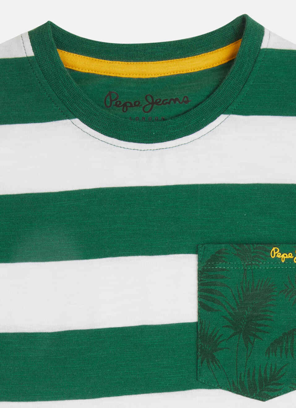 Boys Green Stripes Tropical Aop Print Pocket T-shirt, , large image number 2