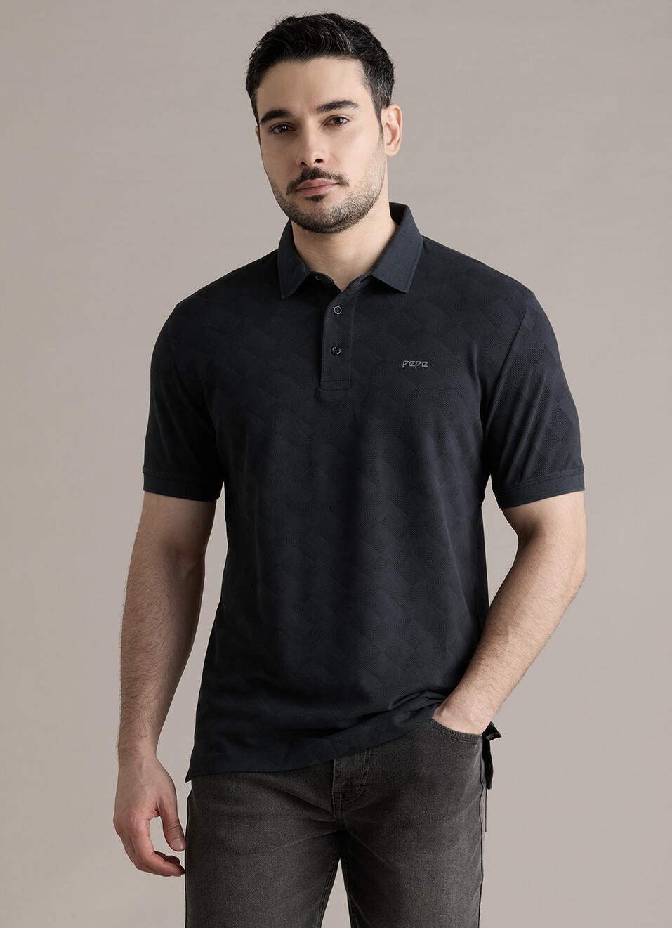 Men Green Printed Polo Collar T-shirt, , large image number 1