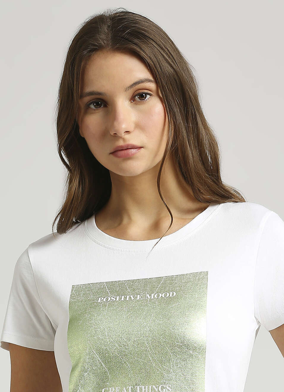 White Foil Print Short Sleeve Tee, , large image number 4