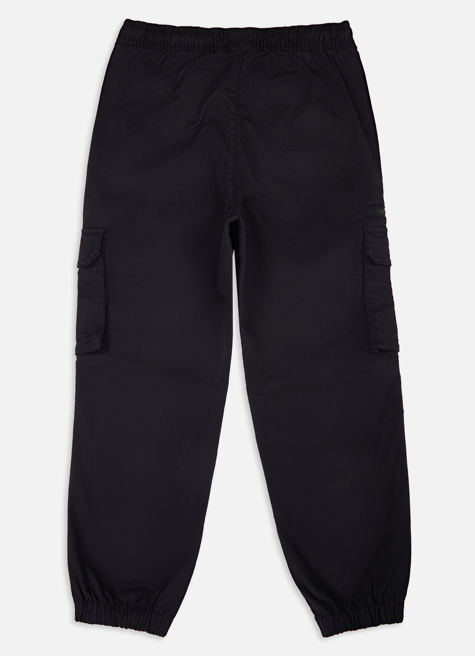 Boys Black Mid Rise Stretch Cargo Pants, , large image number 1