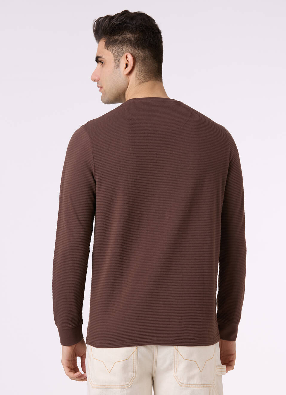 Men Brown Crew Neck Full Sleeve T-shirt, , large image number 2
