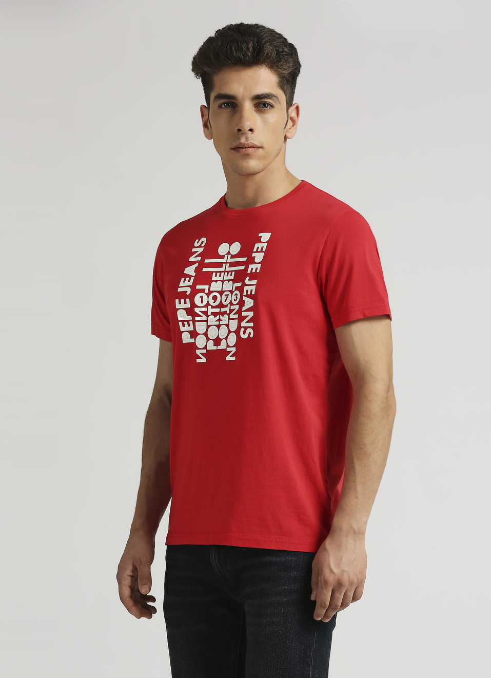 Red Sheet Transfer Print Short Sleeve T-shirt, , large image number 3