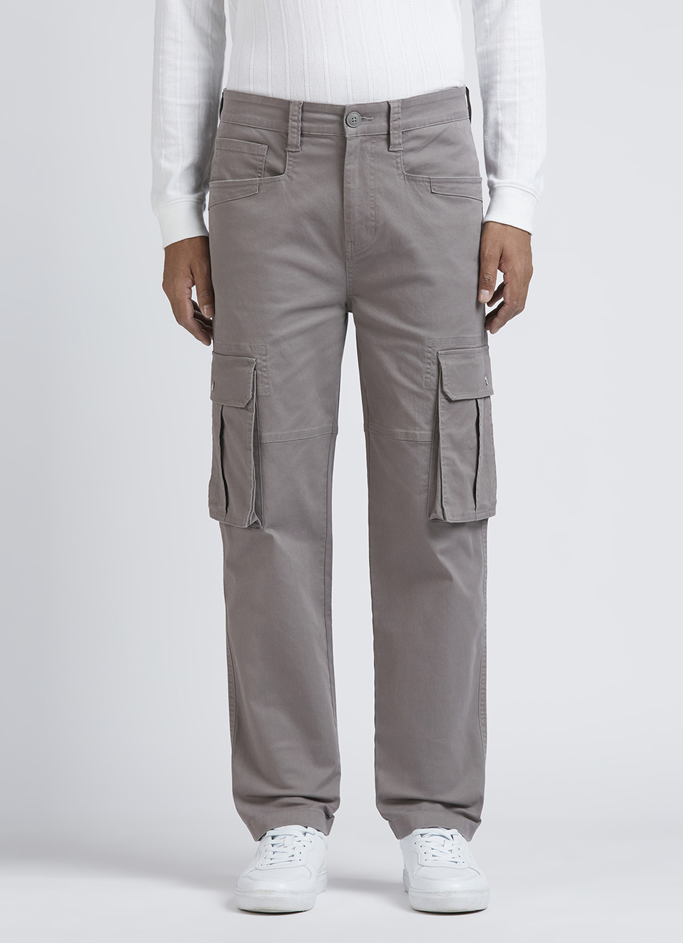 Grey Mid Waist Overdyed Cargo, , large image number 2