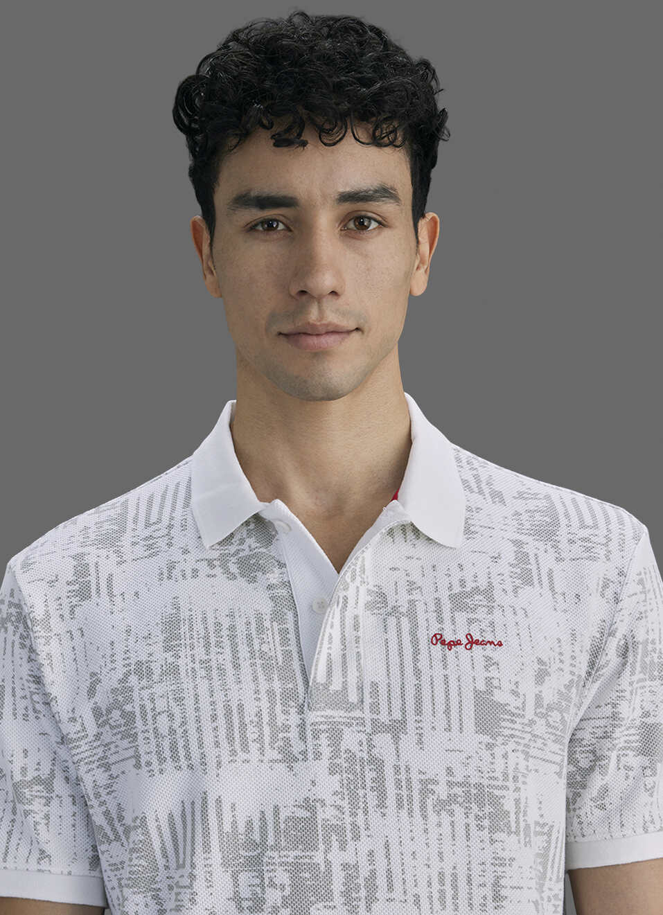 Men Off White Printed Polo Collar T-shirt, , large image number 4