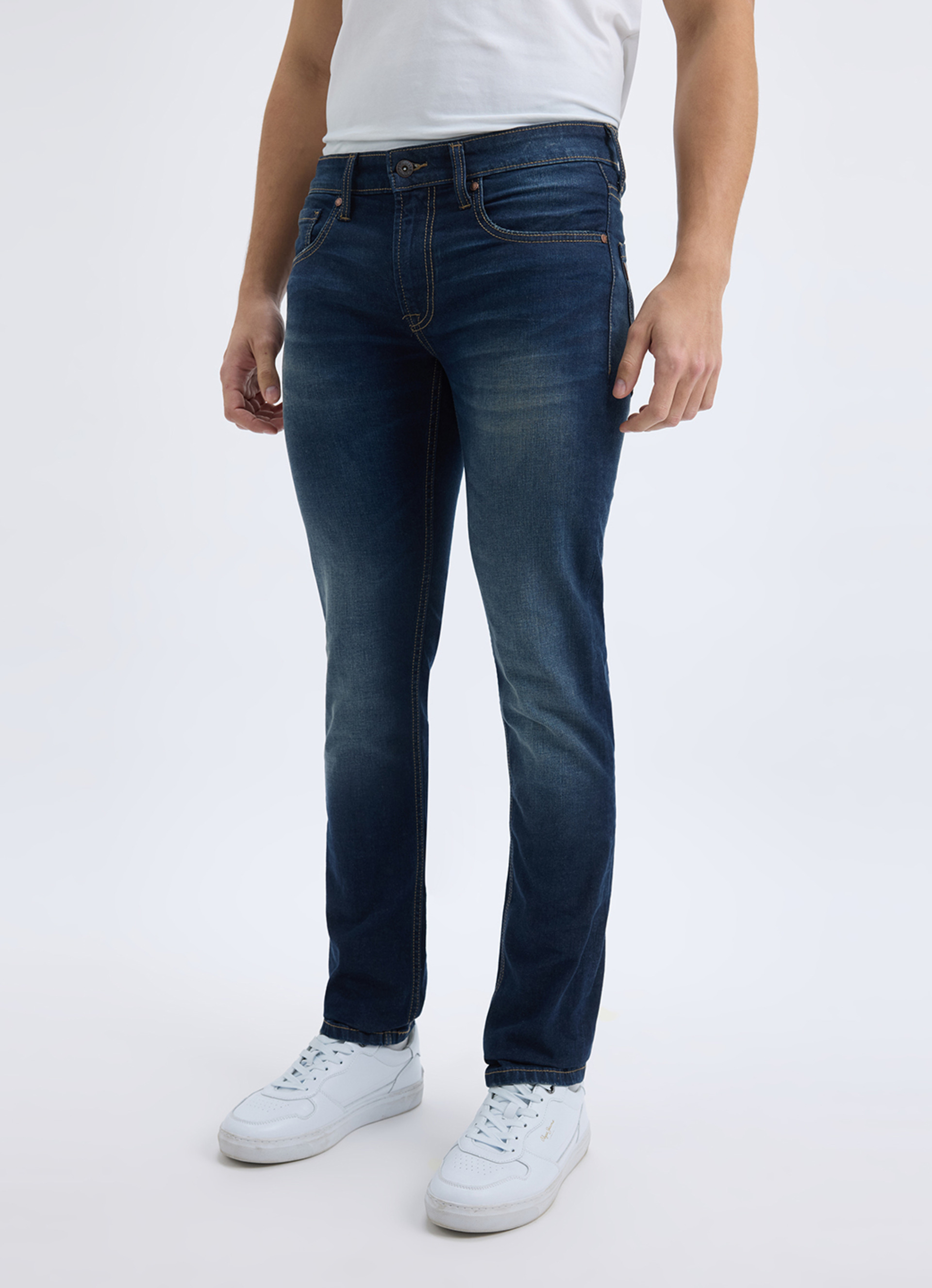 Men Blue Slim Fit Mid Rise Jeans , , large image number 8