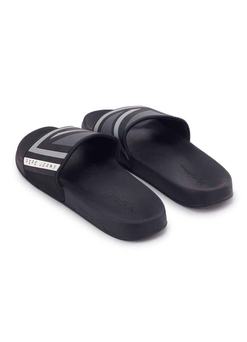 Black Lightweight Graphic Print Beach Slides, , large image number 3