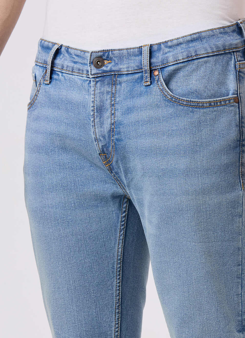 Men Light Blue Skinny Fit Ankle-length Stretchable Jeans, , large image number 4