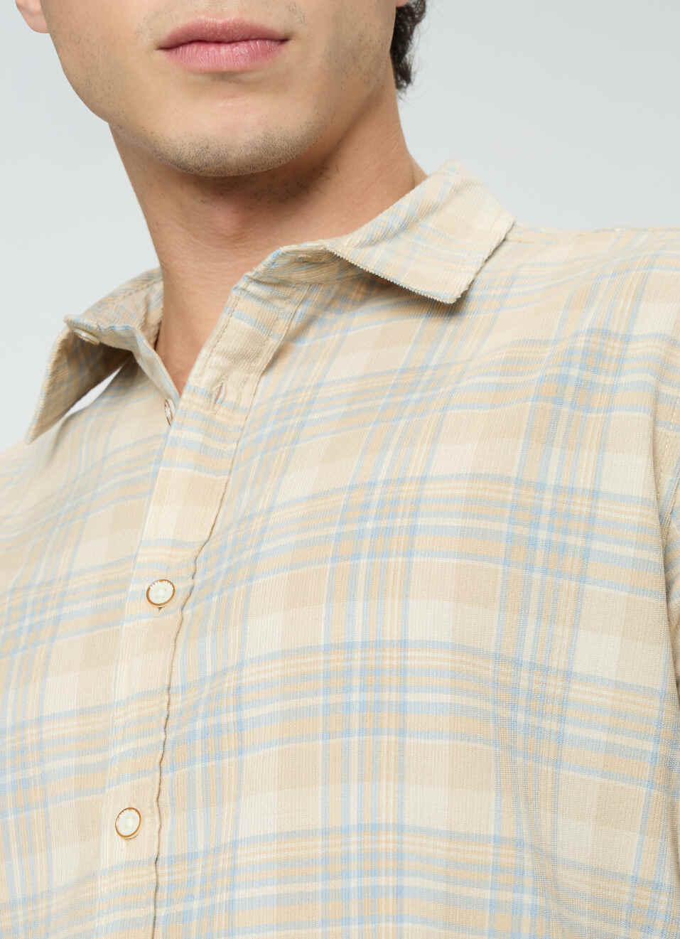 Men Beige Check Full Sleeve Shirt, , large image number 6