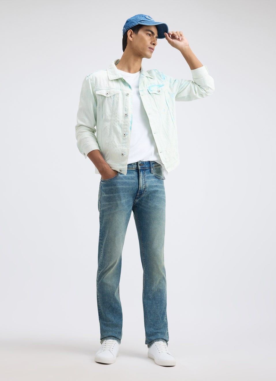 Men Light Blue Trucker Jacket, , large image number 5