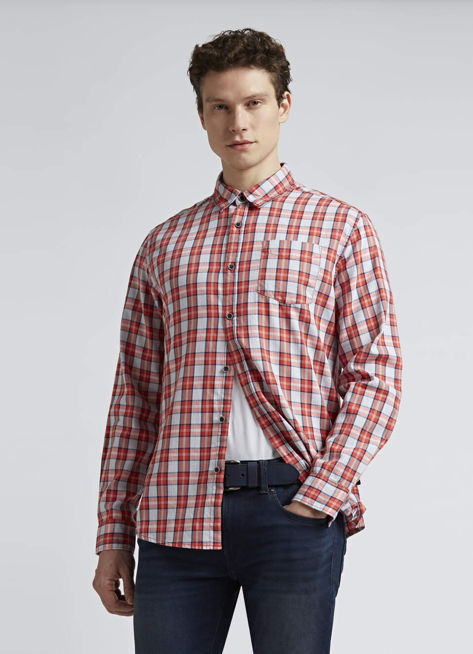 Orange Checks Full Sleeve Shirt, , large image number 0