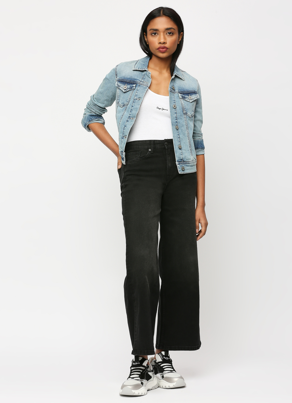 Hailey Black High Waist Wide Leg Jeans, , large image number 0