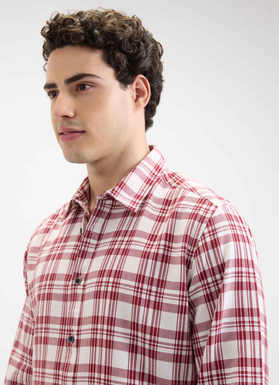 Men Dark Red Check Full Sleeve Shirt, , large image number 4