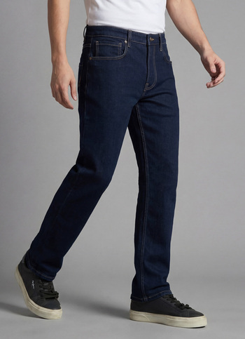 Men Dark Blue Mid Rise Straight Fit Jeans