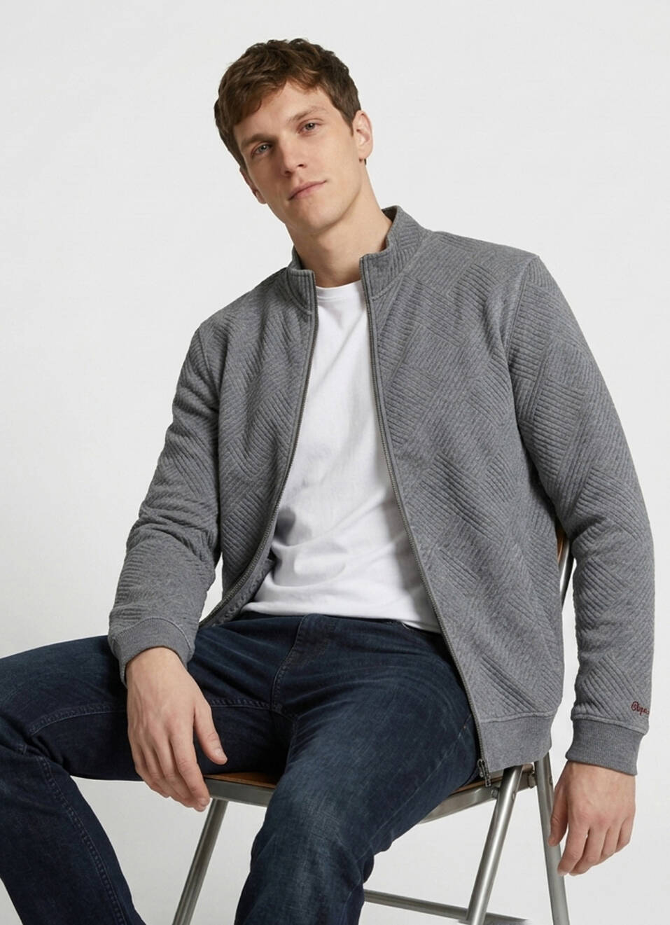 Men Grey Solid Full Sleeve Sweatshirt, , large image number 0
