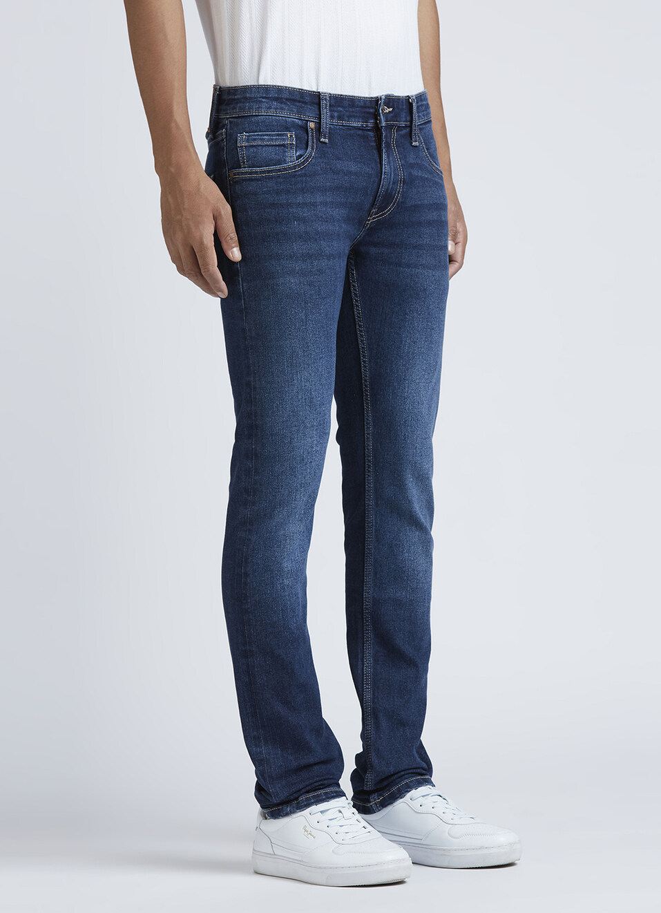 Vapour Blue Mid Rise Slim Jeans, , large image number 5