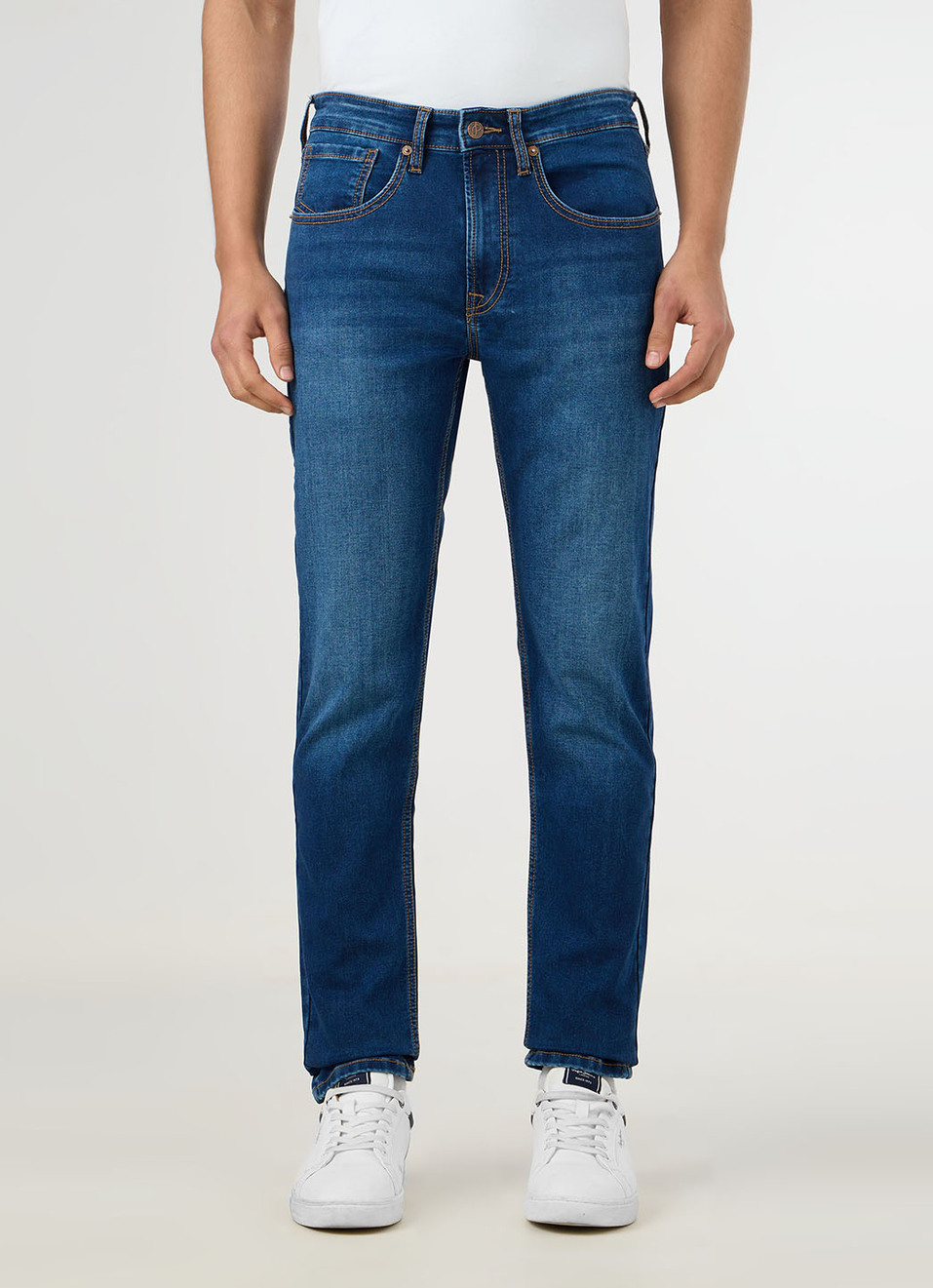 Men Blue Mid Rise Slim Fit Jeans, , large image number 2
