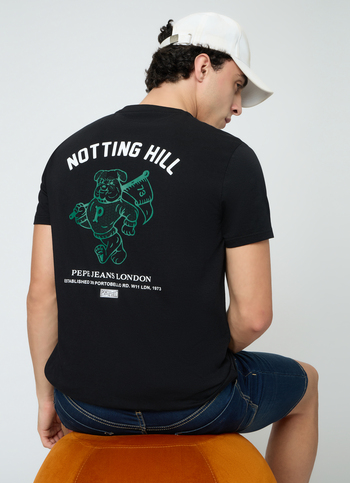 Men Black Graphic Slim Fit T-shirt
