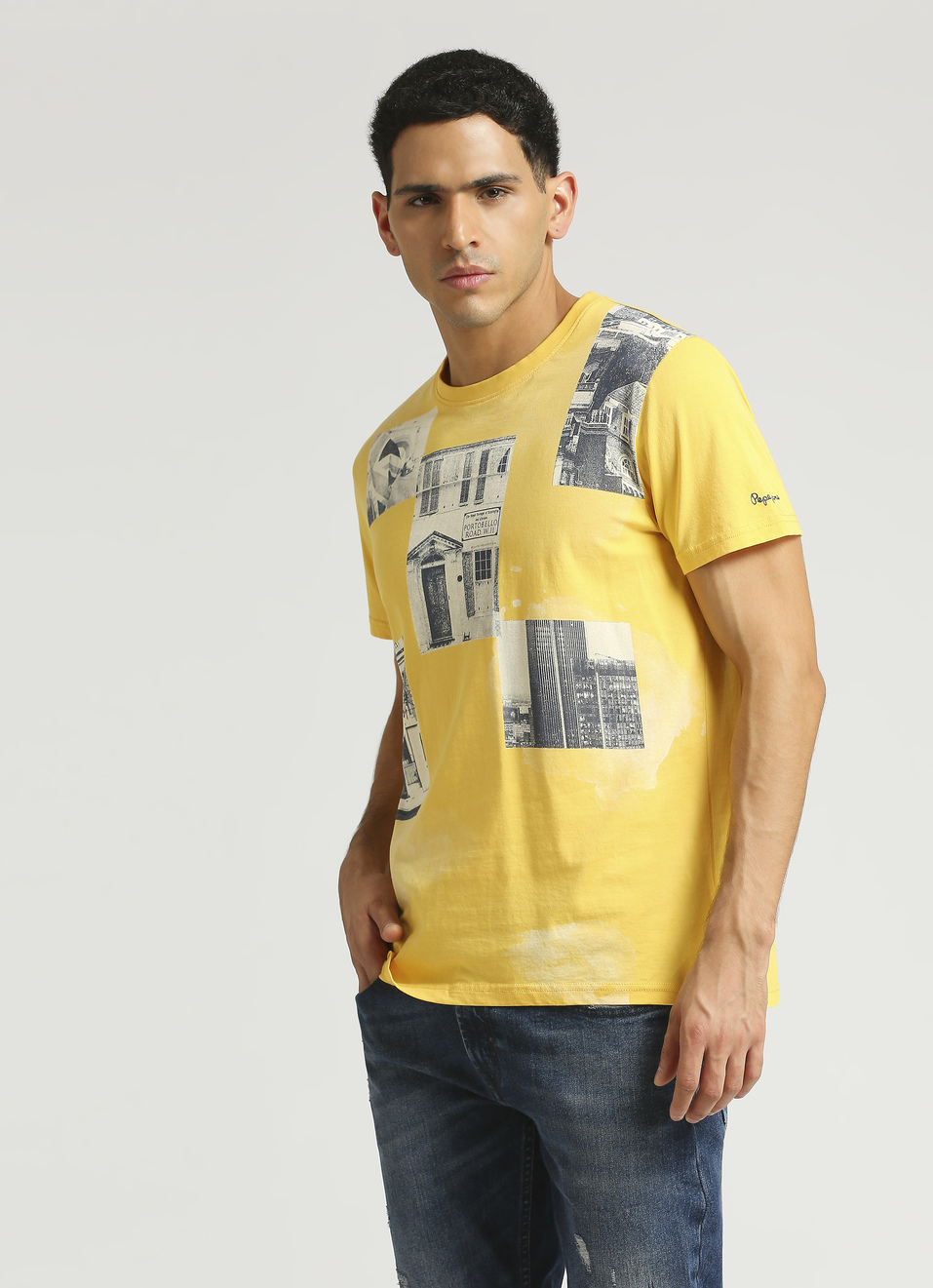 Yellow Photographic Print Short Sleeve T-shirt, , large image number 3