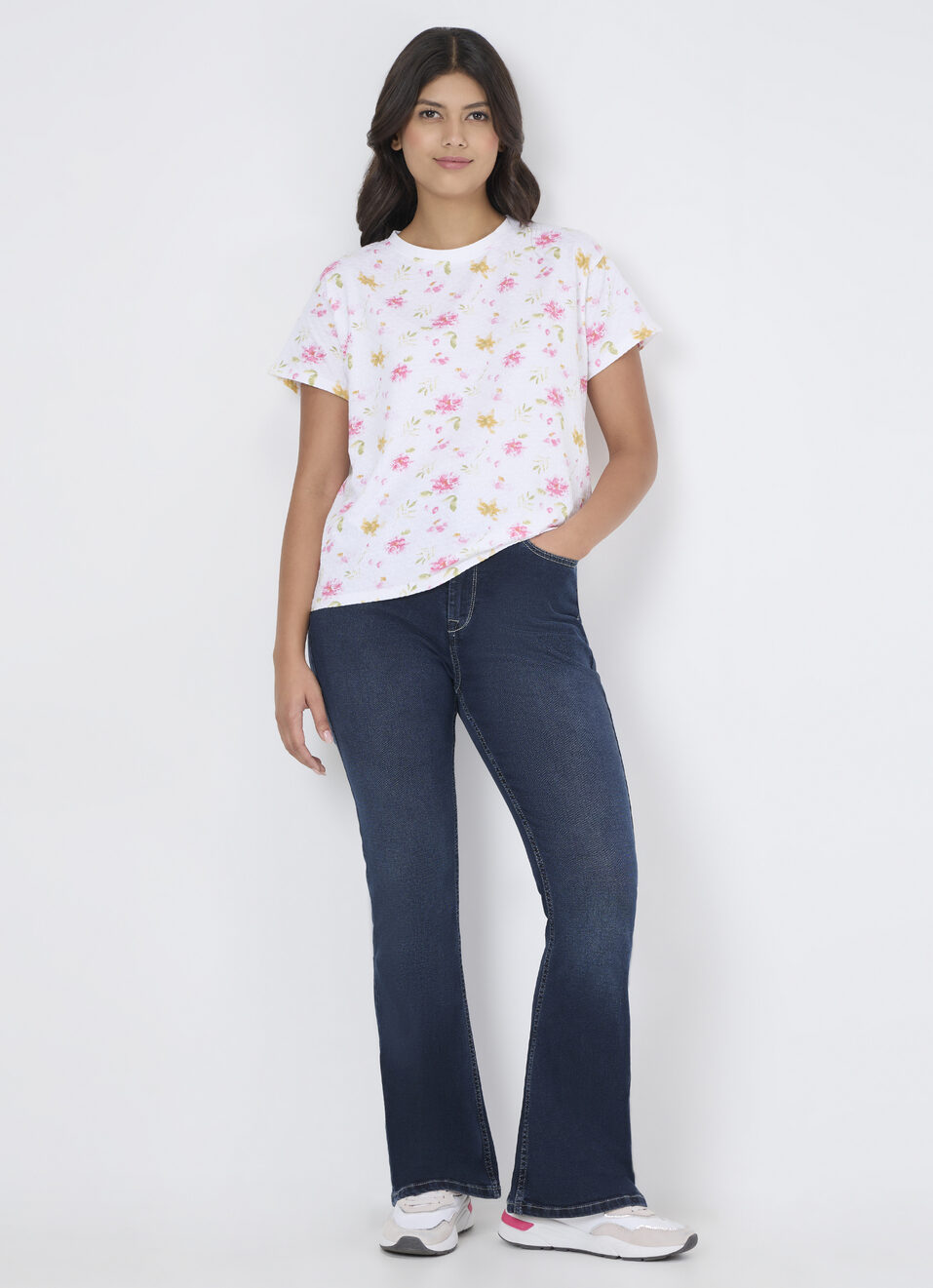 Women Pink Floral Print T-shirt, , large image number 5