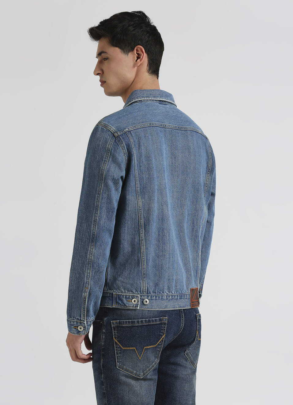 Light Blue Twill Utility Pocket Long Sleeve Trucker Jacket, , large image number 2