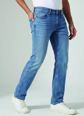 Men Black Mid Rise Denim Cargo Pants