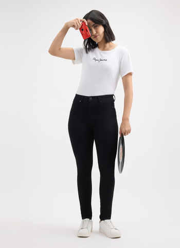 Women Black High Rise Skinny Fit Powerflex Jeans