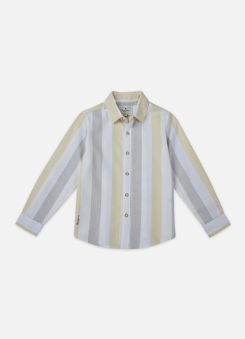 Boys Yellow Vertical Stripe Full Sleeve Shirt