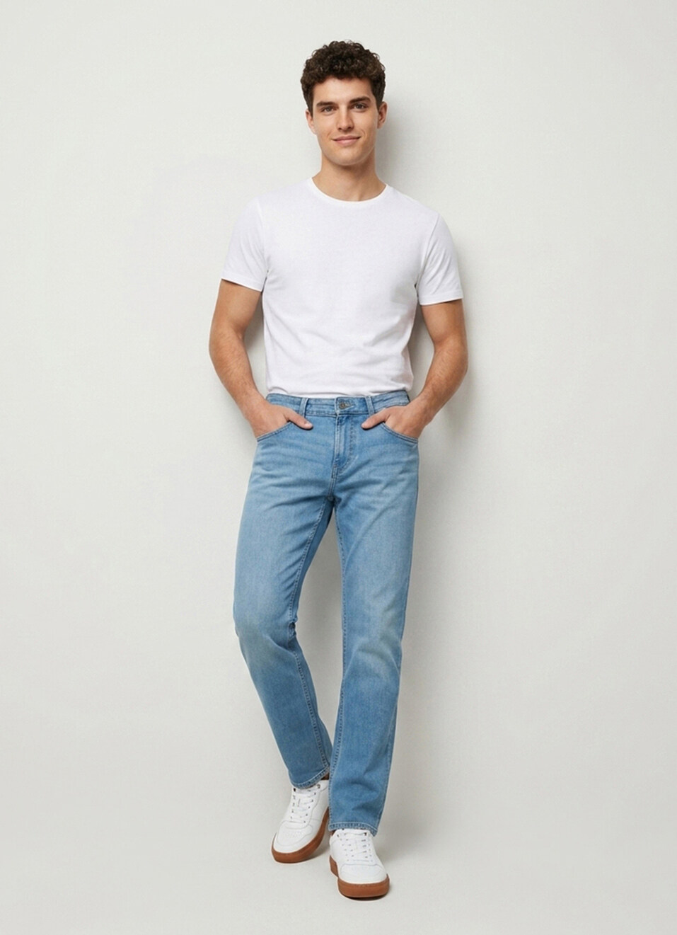 Men Blue Straight Fit Mid Rise Stretchable Jeans, , large image number 7