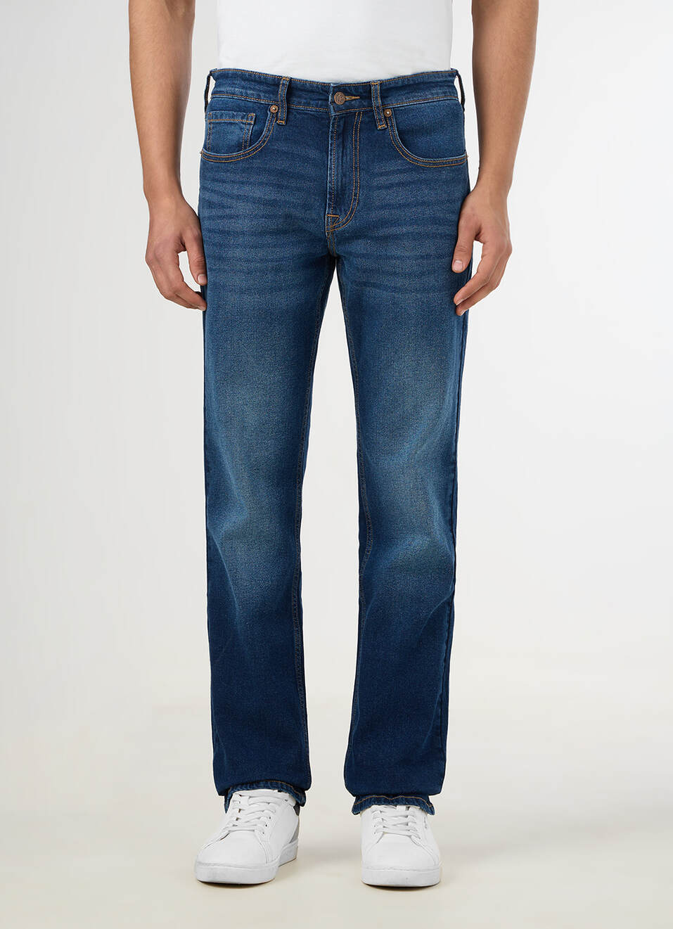 Men Blue Mid Rise Straight Fit Jeans, , large image number 2