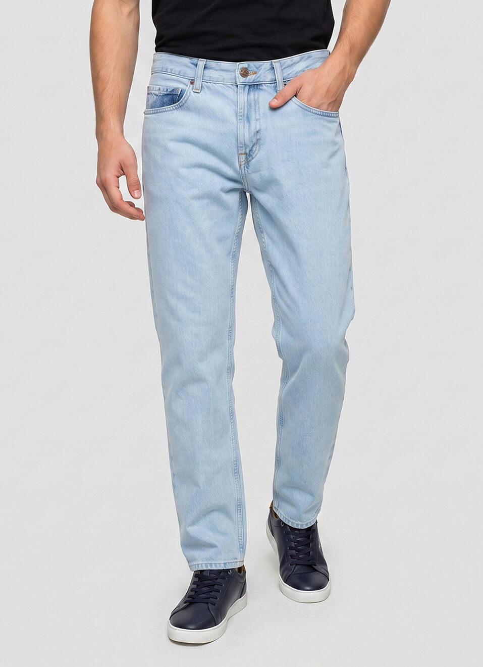 Men Blue Baggy Fit Stretchable Jeans, , large image number 2