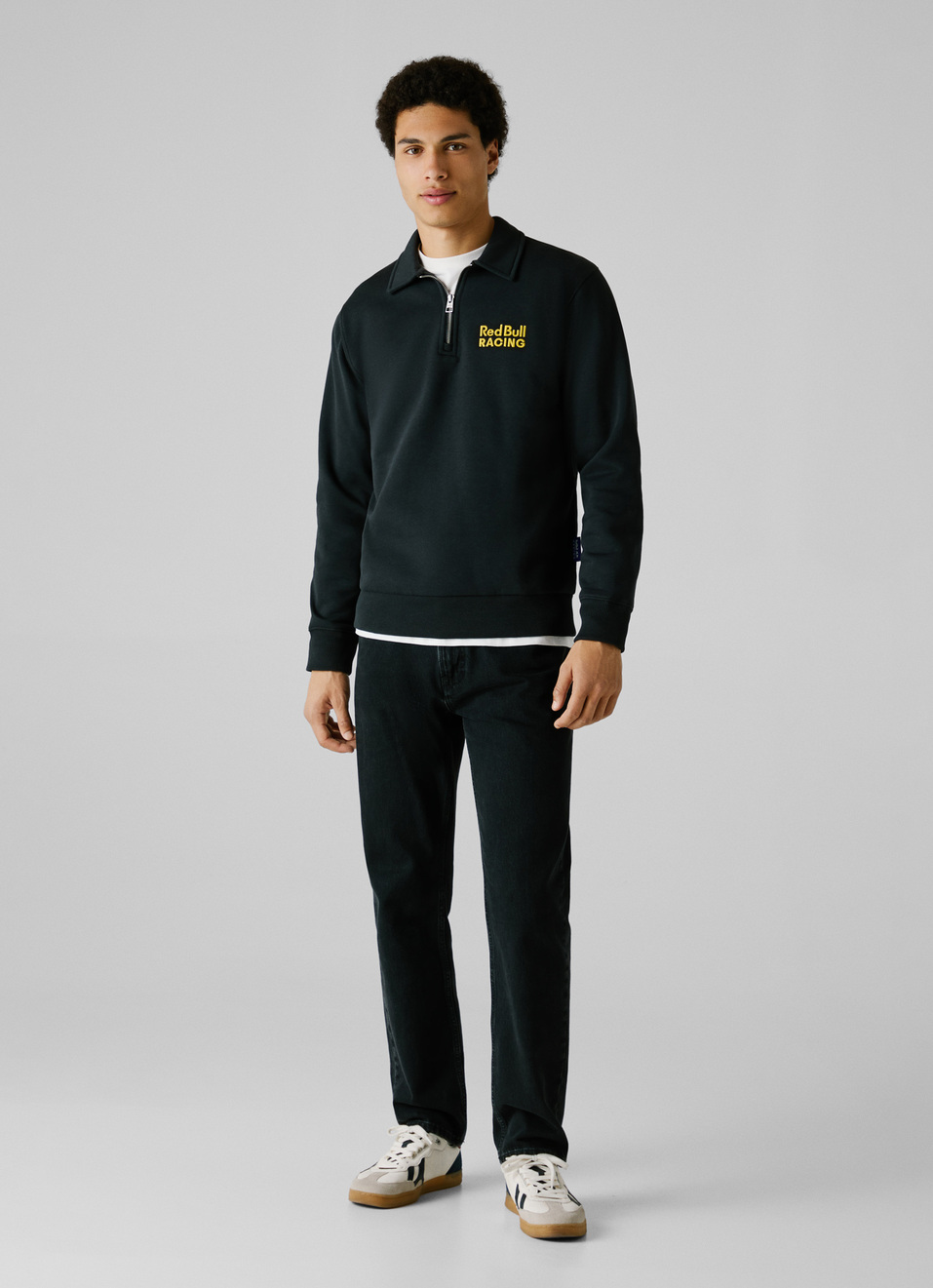 Red Bull Racing X Pepe Jeans Black Comfort Fit Half Zip Sweatshirt, , large image number 7