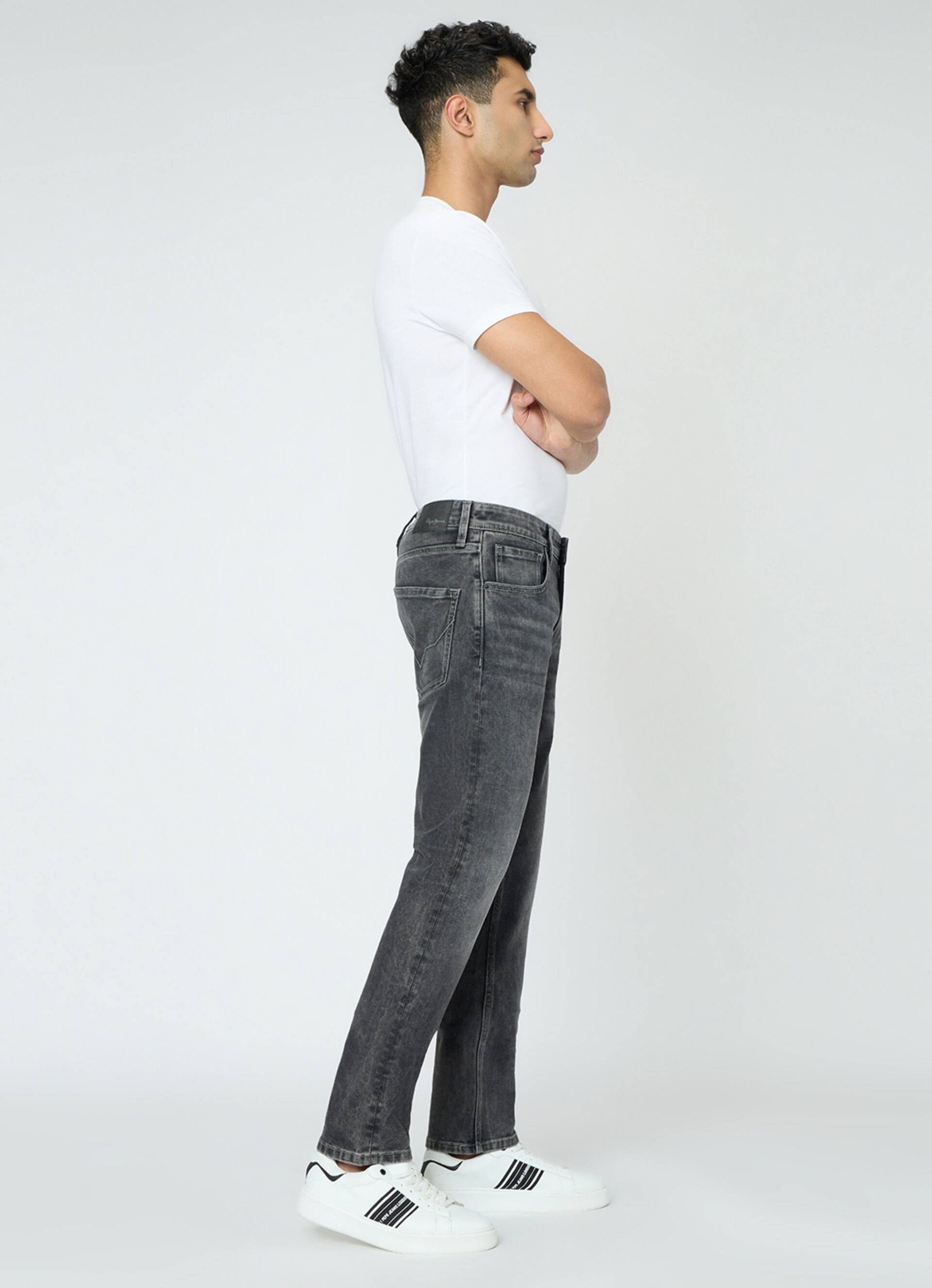 Men Grey Mid Rise Straight Fit Stretchable Jeans, , large image number 10
