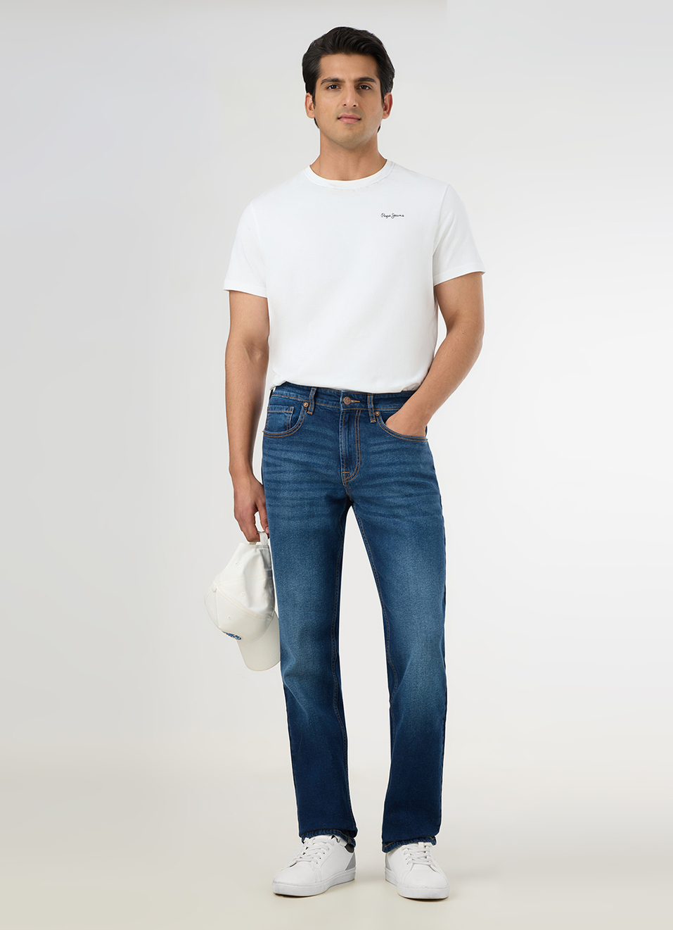 Men Blue Mid Rise Straight Fit Jeans, , large image number 1