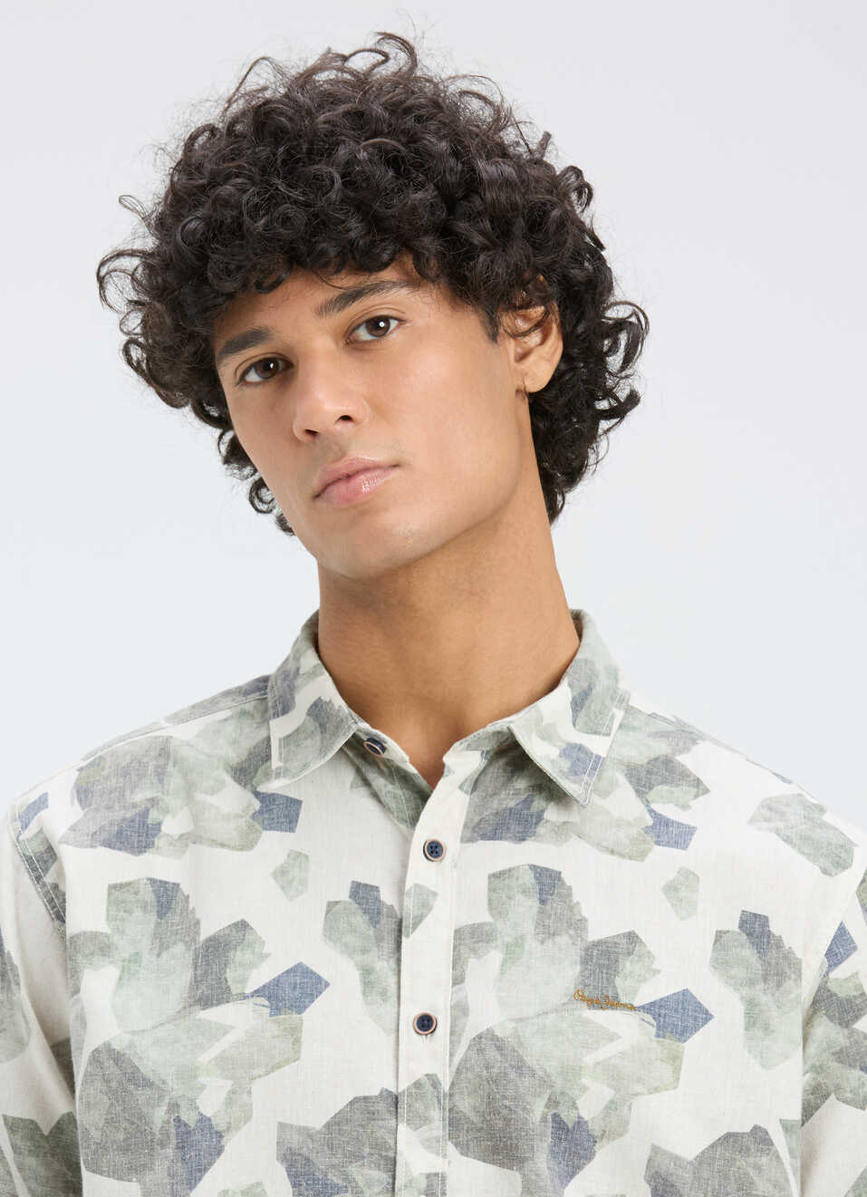 Men Olive Camouflage Print Short Sleeve Shirt, , large image number 4