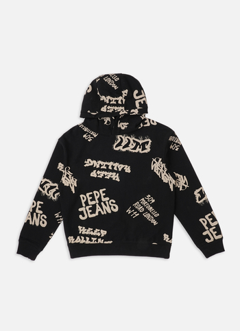 Boys Black Printed Full Sleeve Oversized Sweatshirt