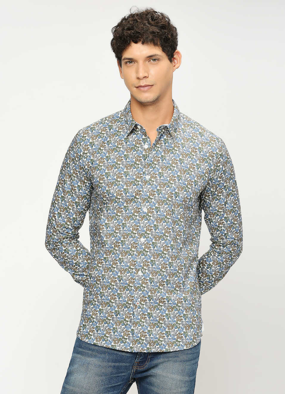 Brown Printed Full Sleeve Shirt, , large image number 0