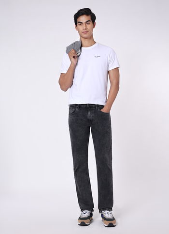 Men Grey Mid Rise Straight Leg Stretchable Jeans